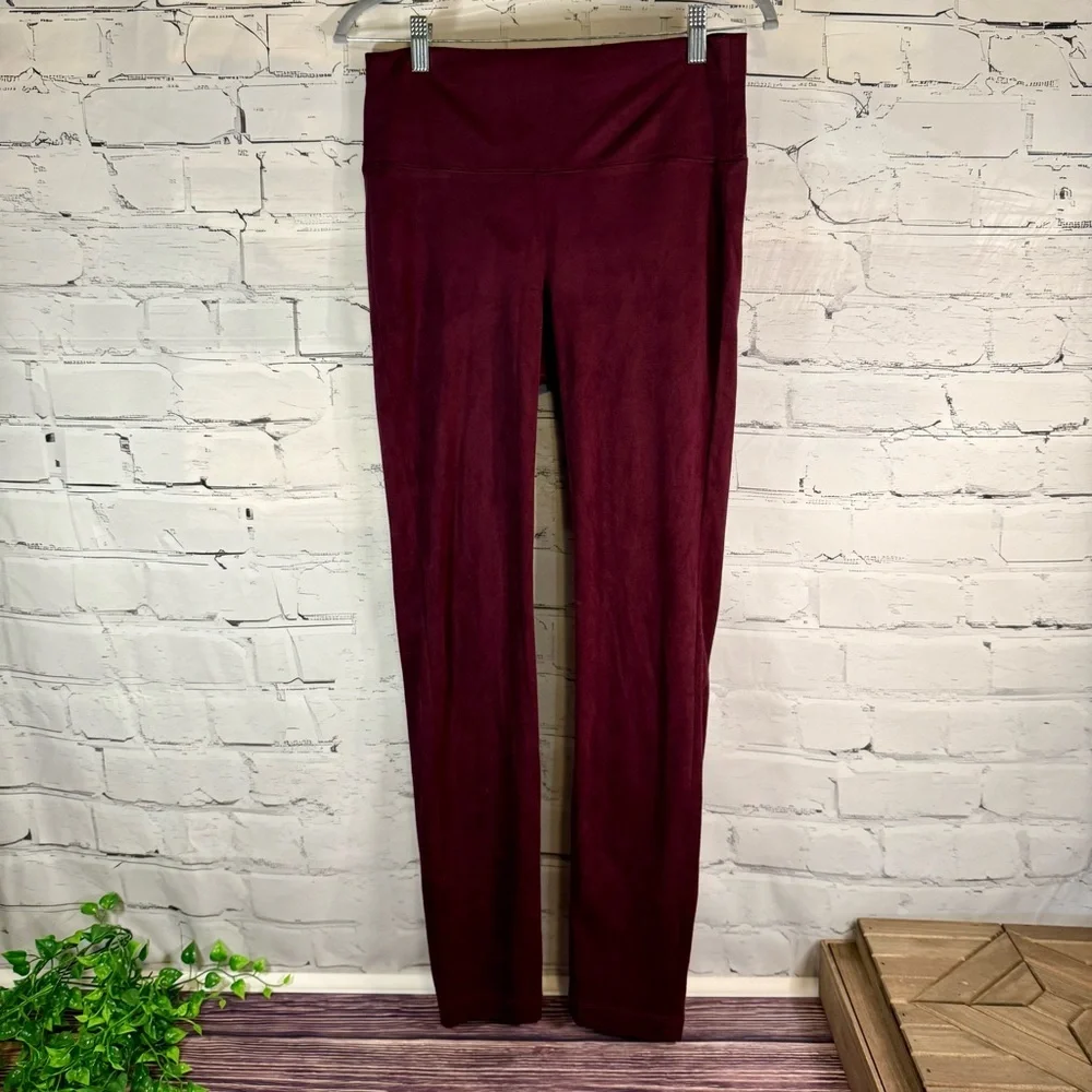 White House Black Market Burgundy‎ Wine Velvet Suede Leggings